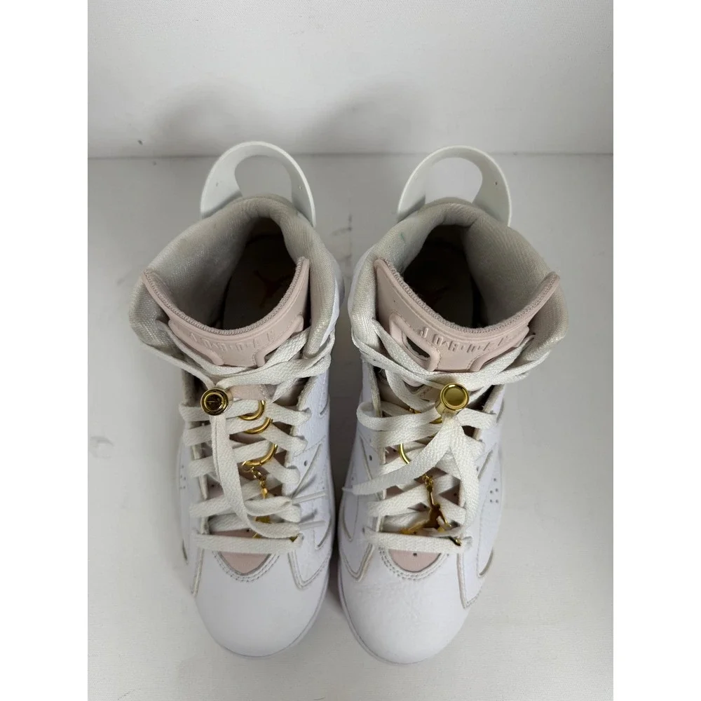 Nike Air Jordan 6 Retro Gold Hoops Women Size 8.5 White Pink Leather DH9696-100